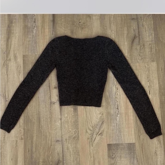 Aritzia Dark Gray Long Sleeve Crop Top - Picture 4 of 5